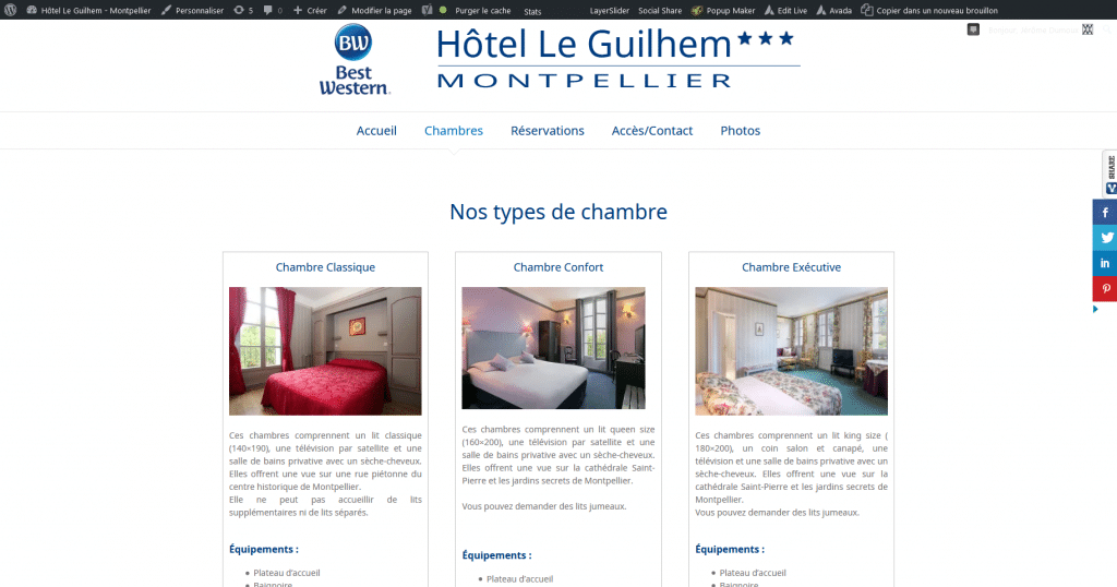 Chambres Hôtel Le Guilhem Montpellier