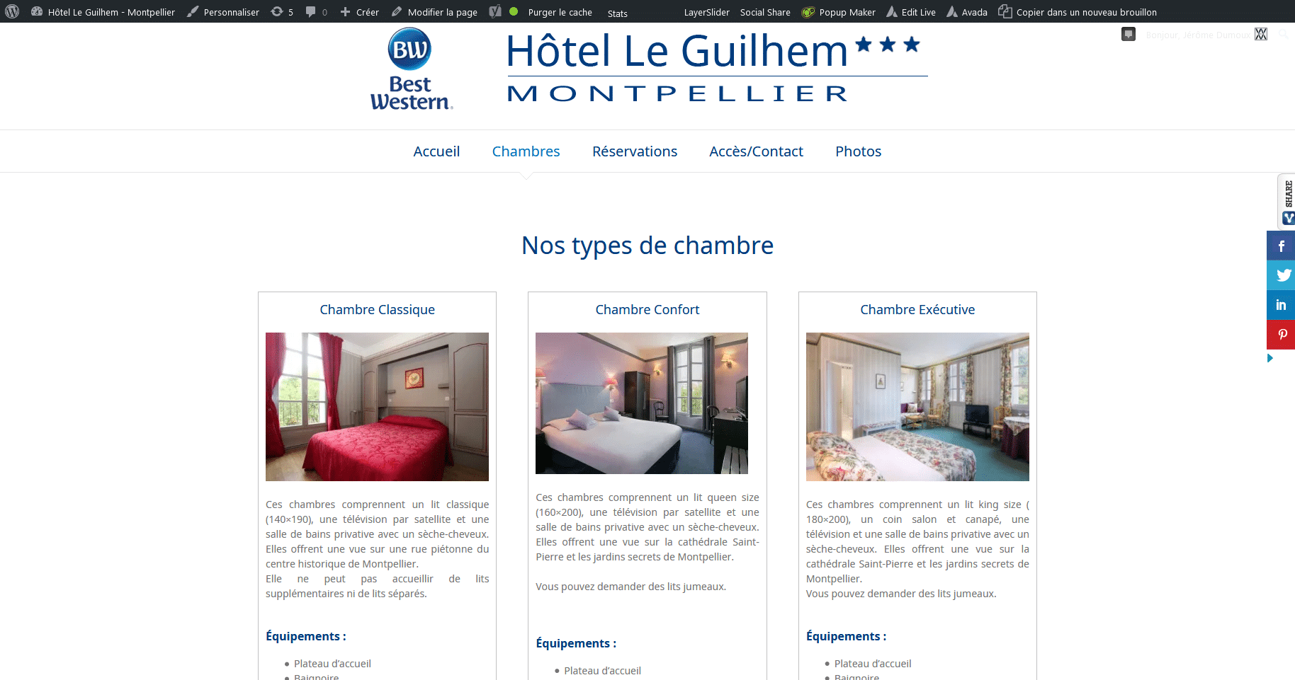 Chambres Hôtel Le Guilhem Montpellier