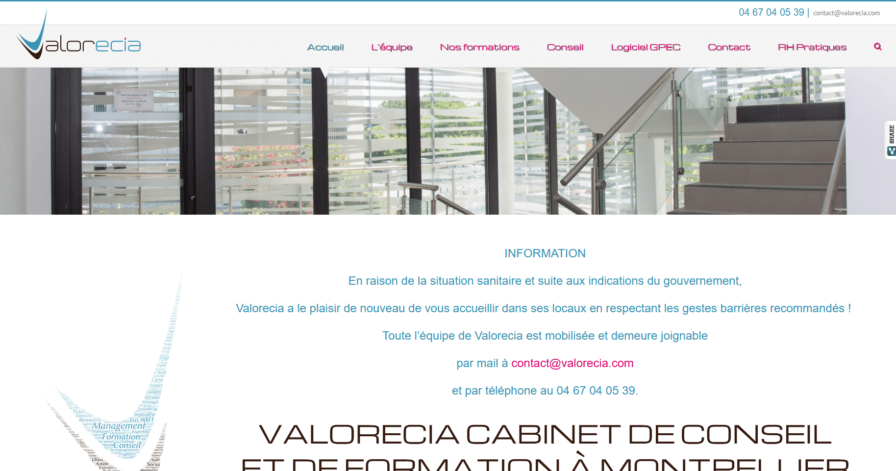 Site web valorecia.com réalisé par The Webmaster