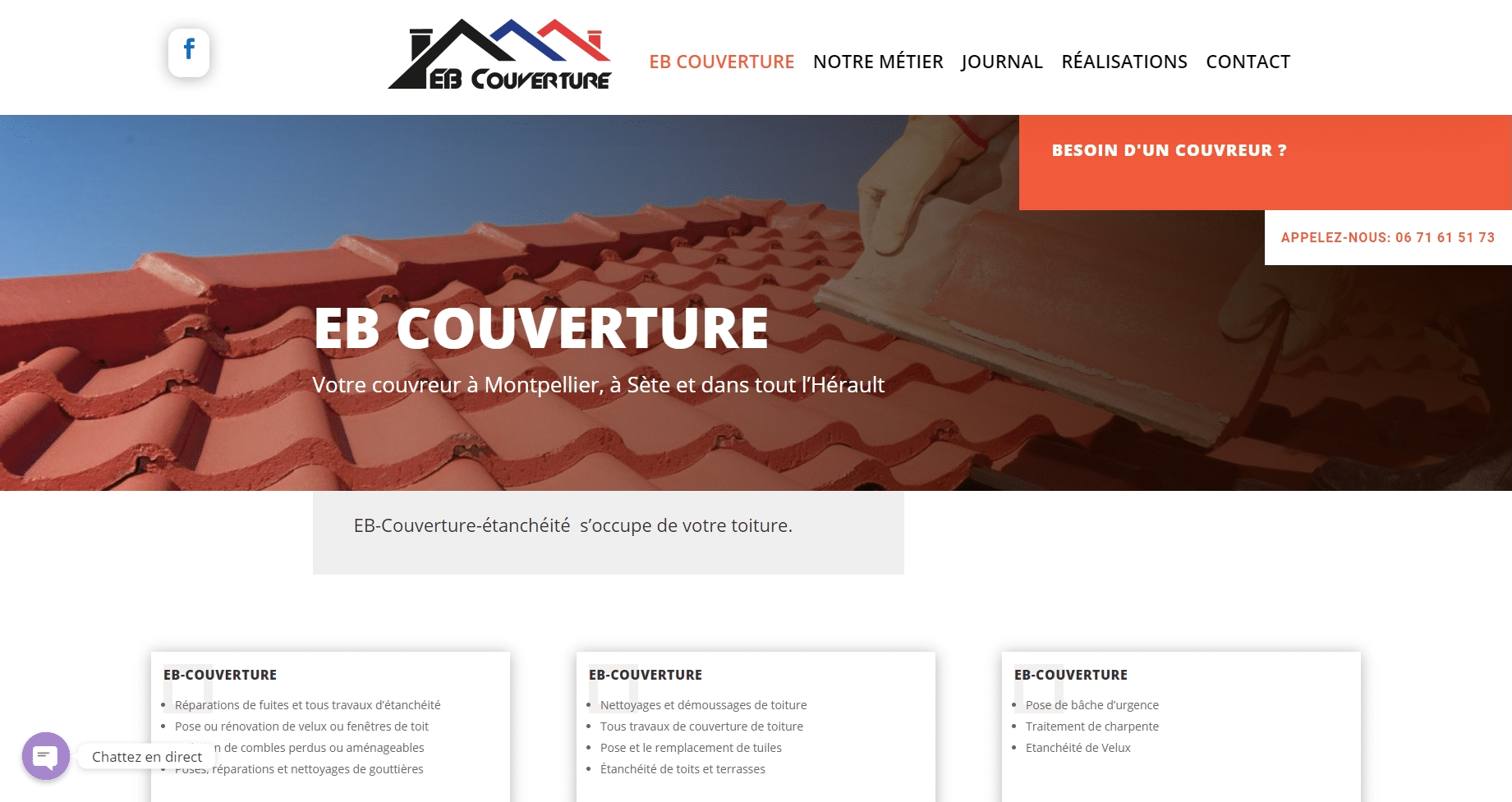 Site web eb-couverture.com réalisé par The Webmaster