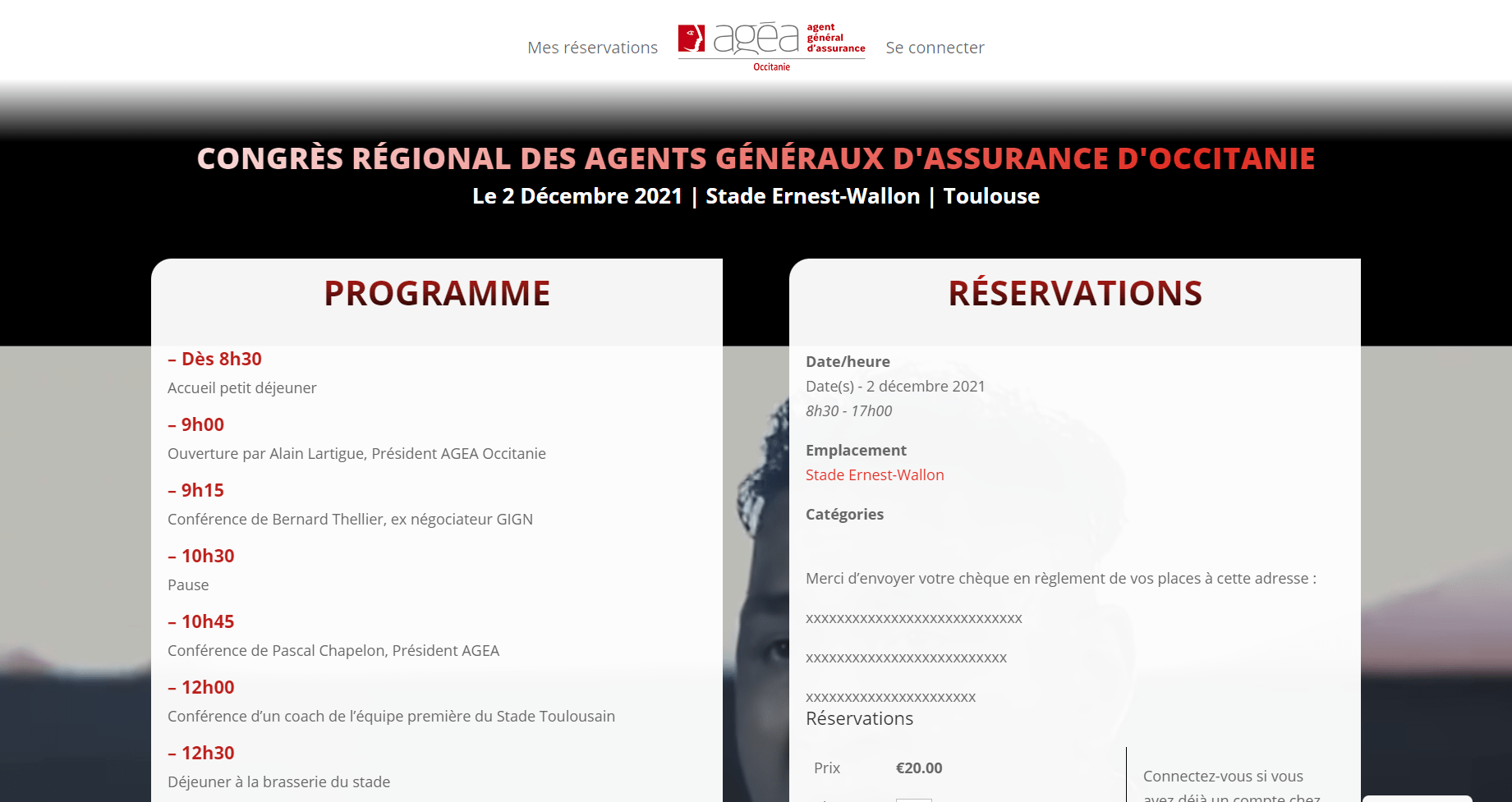 Site web congres-regional-agea.com réalisé par The Webmaster