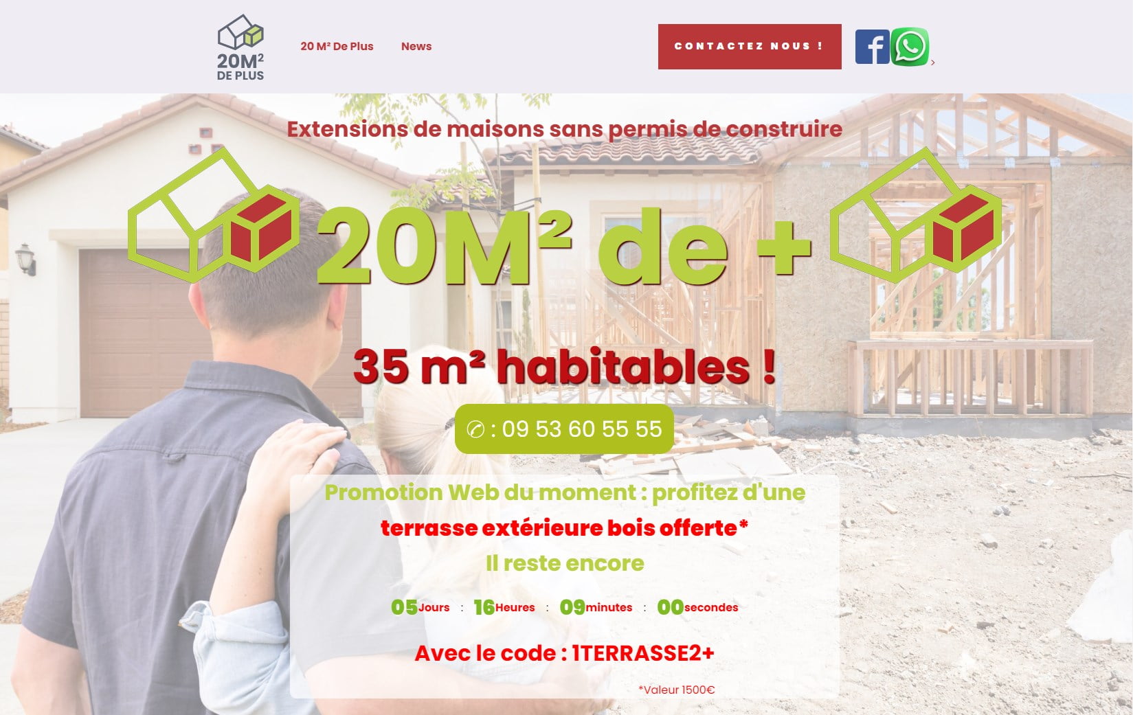 Site web 20m2deplus.fr réalisé par The Webmaster
